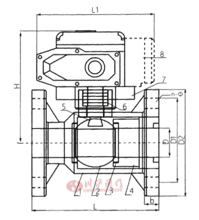 電動法蘭塑料球閥結構圖