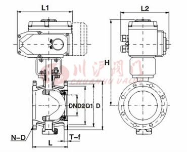 電動V型調(diào)節(jié)球閥結(jié)構(gòu)圖
