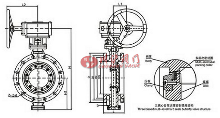 多層次硬密封蝶閥結構圖