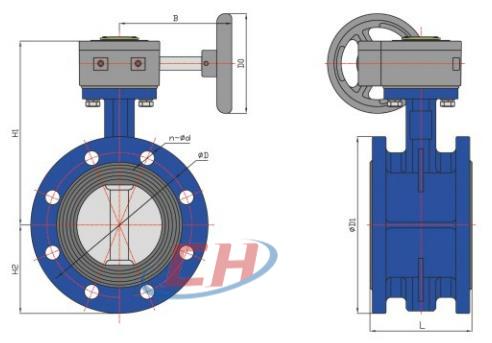 不銹鋼蝸輪蝶閥結構圖