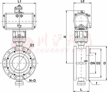 氣動法蘭調(diào)節(jié)蝶閥 結(jié)構(gòu)圖
