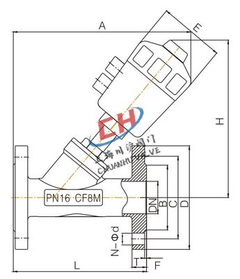 P1法蘭氣動角座閥結構圖