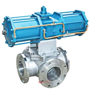 大口徑氣動三通球閥 產品圖片