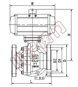 氣動三通調節球閥 結構圖