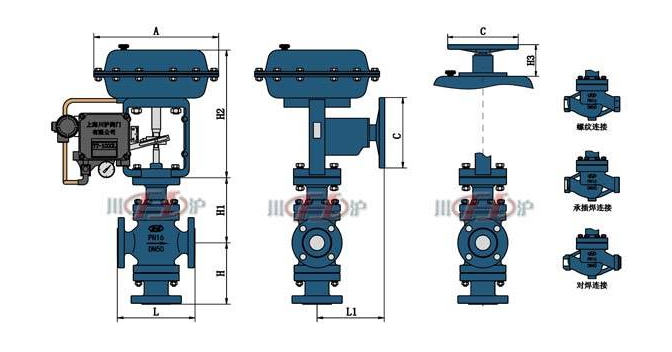 氣動(dòng)三通調(diào)節(jié)閥 結(jié)構(gòu)圖