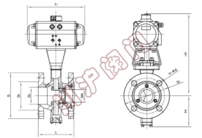 氣動V型調節球閥 結構圖