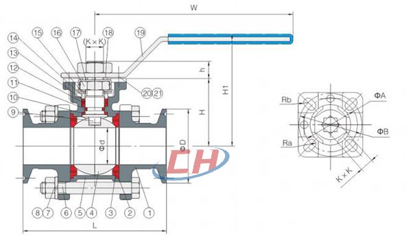 三片式卡箍球閥結構圖