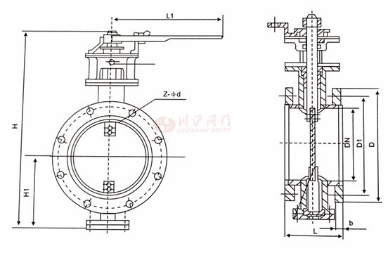 手動通風蝶閥結構圖