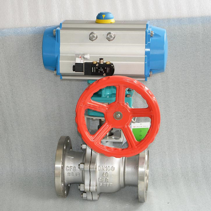 氣動球閥帶手動圖片